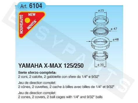 Steering-Head Bearing Kit BUZZETTI Yamaha X-Max 125-250 <-2010